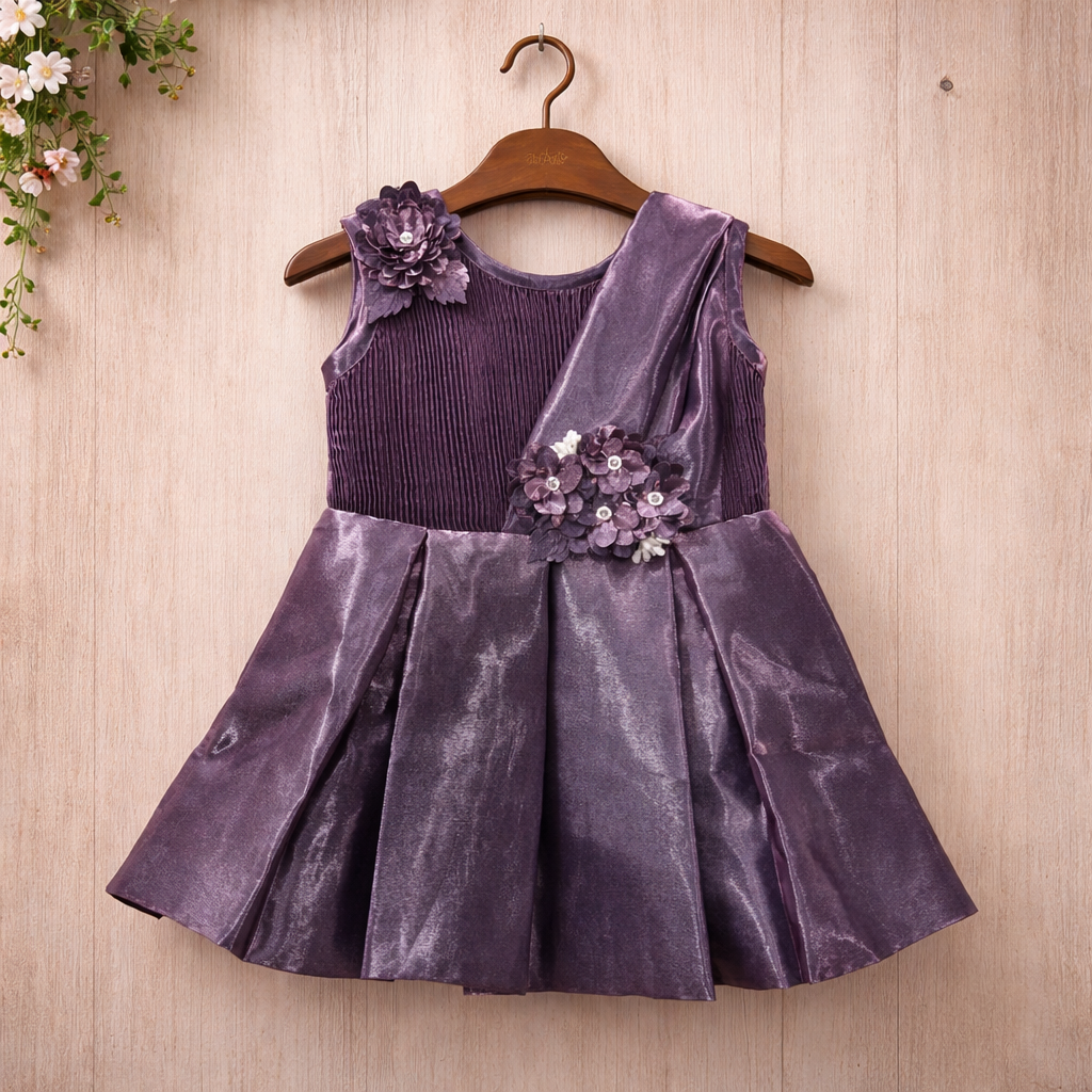 Beatiful lavander satin Frock Sleeves for Girls | Elegant Dress for Kids | Stylish Sleeveless frock